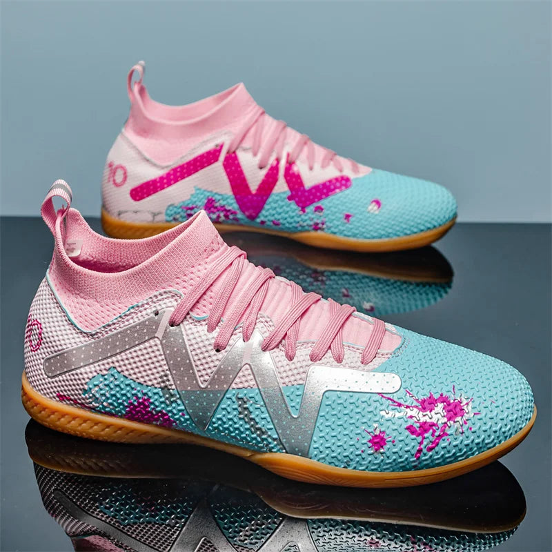 Fashion Pink Football Boots Man Turf Training Society Soccer Cleats Men Women Futsal Shoes Non-Slip Durable Soccer Shoes For Men
