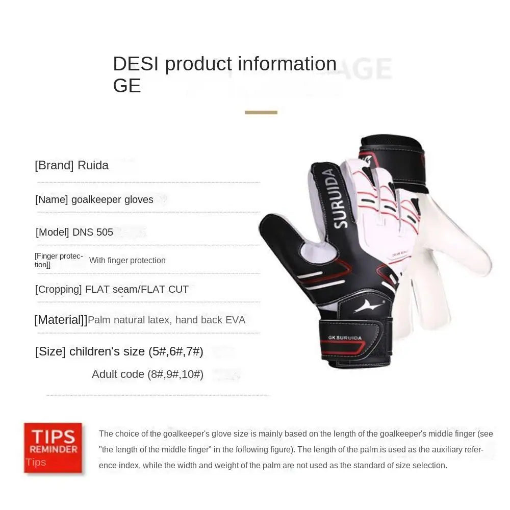 1 Pair Size 5-10 Goalkeeper Gloves Thickened Anti Slip Kids Football Goalie Gloves Professional Cushioning