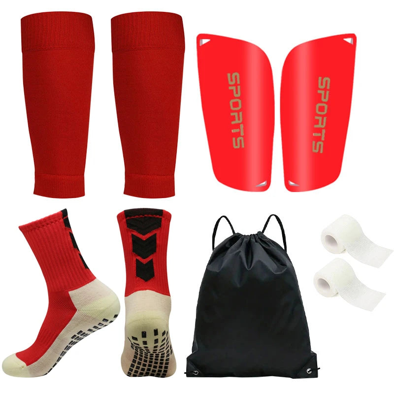 5PCS Set Drawstring Ball bag Football Sock Men Women Leg Guards Shin Pad for Sports Training Leg Cover Grip Soccer Socks Bandage