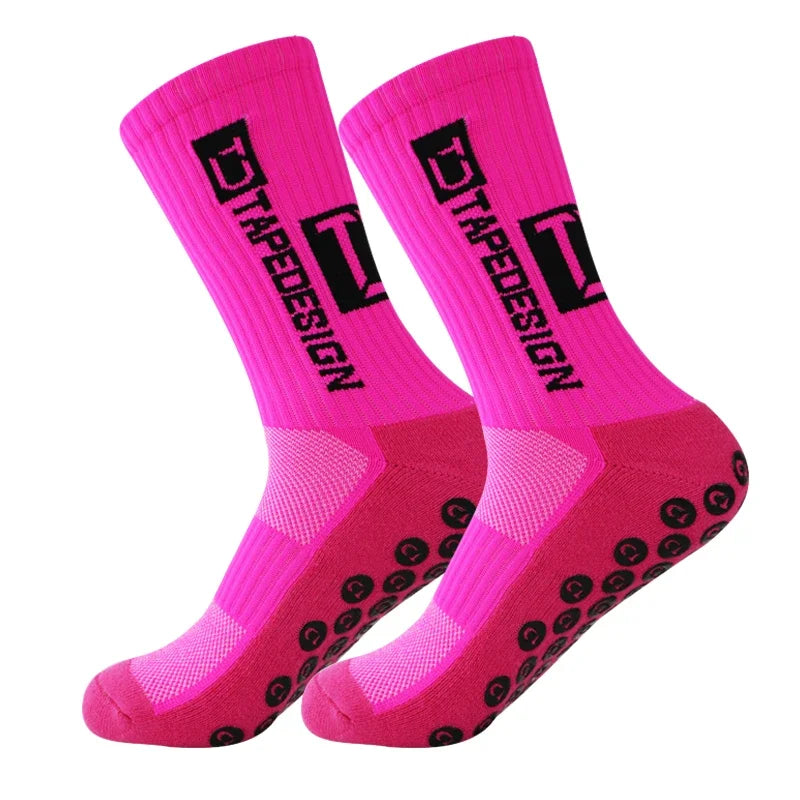 6Pairs/Lot New ANTI SLIP Tapedesign Football Socks Mid Calf Non-Slip Soccer Sport Cycling Sports Mens Sock EU38-44