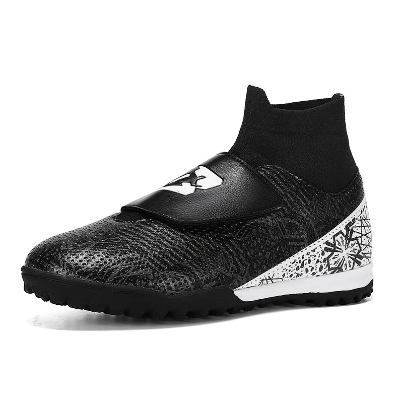 High Quality Turf Soccer Shoes Boys Girls High Top HOOK&LOOP Kids Futsal Sneakers Fashion Green TF Football Boots For Children