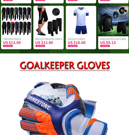 Shinestone Kids Adults Size Soccer Goalkeeper Gloves Professional Thick Latex Football Goalkeeper Gloves With Finger Protection