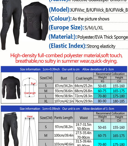Professional goalkeeper armor uniforms football goalkeeper jerseys thicken EVA sponge elbow goalkeeper sports uniforms