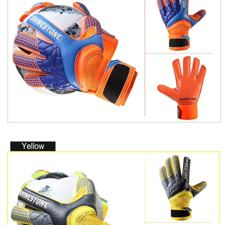 Shinestone Kids Adults Size Soccer Goalkeeper Gloves Professional Thick Latex Football Goalkeeper Gloves With Finger Protection