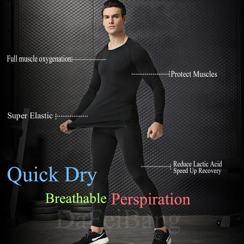 Winter Thermal Underwear Men Warm First Layer Man Undrewear Set Compression Quick Drying Second Skin Long Johns Sport 2 Sets