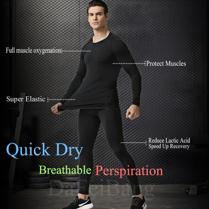 Winter Thermal Underwear Men Warm First Layer Man Undrewear Set Compression Quick Drying Second Skin Long Johns Sport 2 Sets
