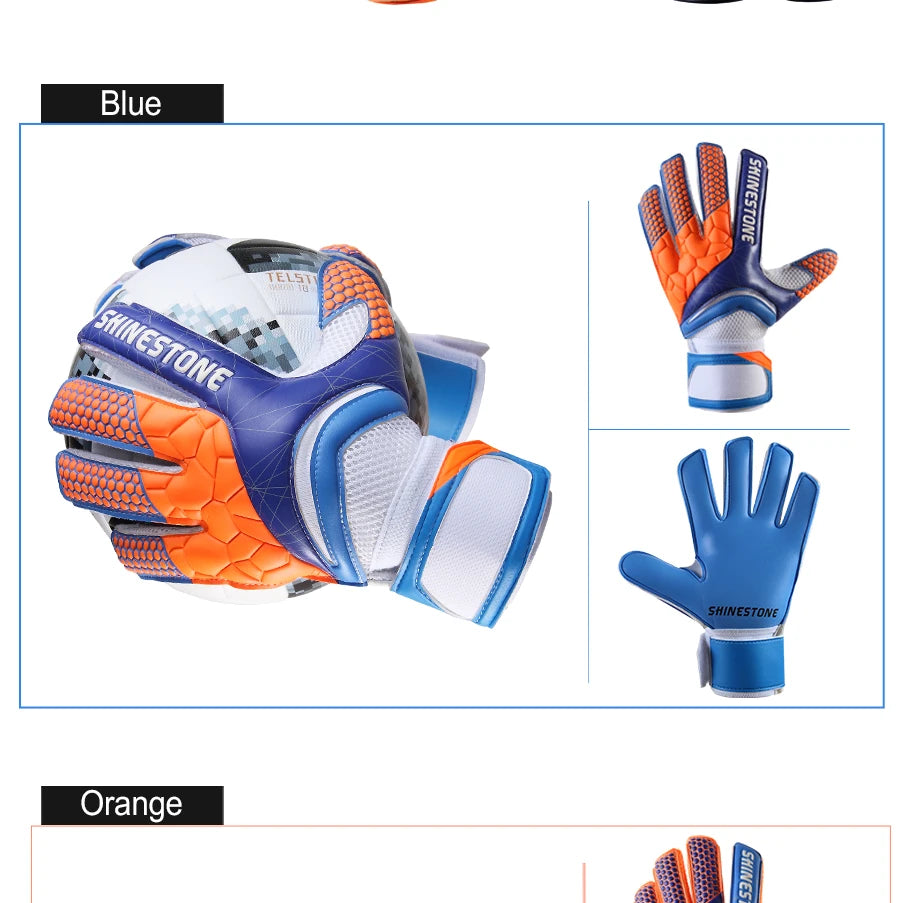 Shinestone Kids Adults Size Soccer Goalkeeper Gloves Professional Thick Latex Football Goalkeeper Gloves With Finger Protection