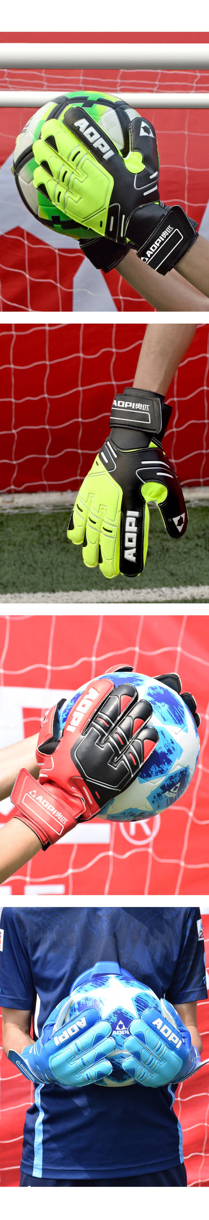 Football Goalkeeper Gloves Goalkeeper Adult and Children Professional Finger Guard Thickened Latex Non Slip Abrasion Resistant Gantry Gloves