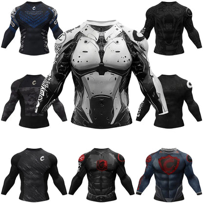 MMA Rash Guard T-shirt Rashguard For Men BJJ Jiu Jitsu & Kickboxing Compression Shirts Sport Boxing Fightwear for Muay Thai Tops