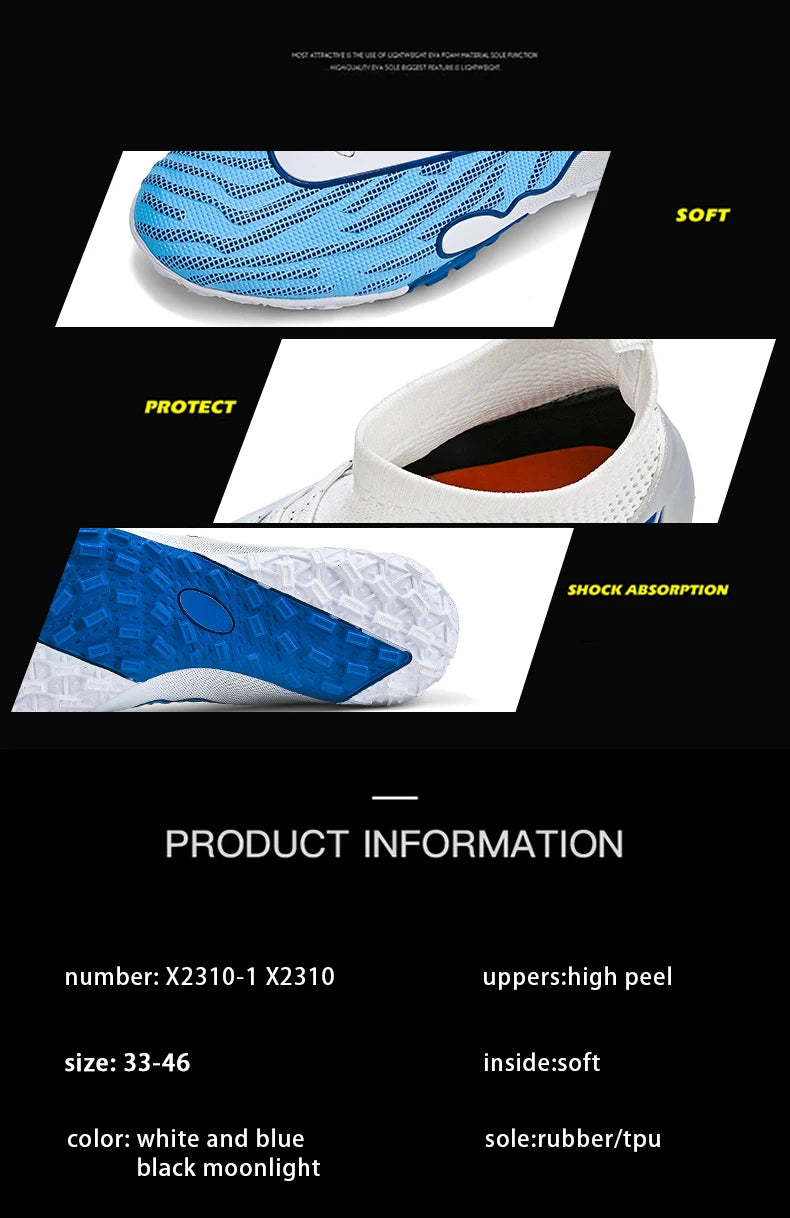 Mens Soccer Cleats Outdoor Lightweight High-Top Training Boots, Professional Athletic Long Spikes and TF Ground Football Shoes