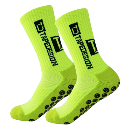 6Pairs/Lot New ANTI SLIP Tapedesign Football Socks Mid Calf Non-Slip Soccer Sport Cycling Sports Mens Sock EU38-44