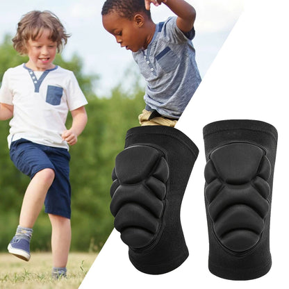 1Pair Thick Sponge Knee & Elbow Pads for Kids/Youth - Heavy-Duty Protective Gear for Basketball - Non-Slip Breathable Design