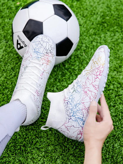 Professional High Top Soccer Shoes for Men, Tf, Broken Nails, Short Nails, Artificial Grass Training, Breathable, Anti Slip
