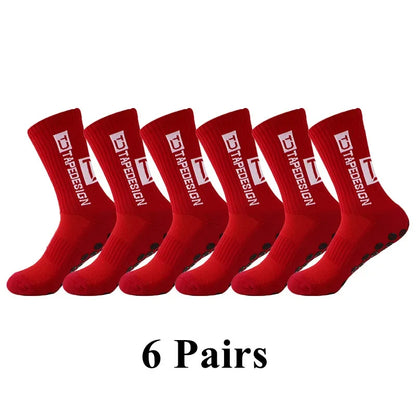 6Pairs/Lot New ANTI SLIP Tapedesign Football Socks Mid Calf Non-Slip Soccer Sport Cycling Sports Mens Sock EU38-44