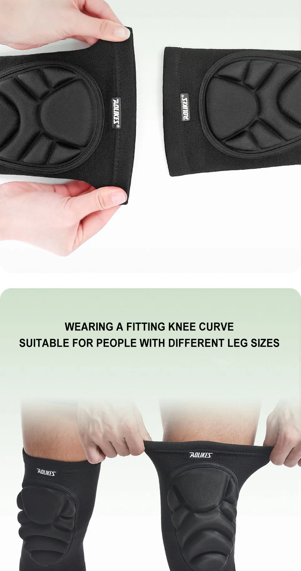 AOLIKES 1 Pair Knee Pads, Anti-Slip Collision Avoidance Kneepads with Thick EVA Foam, for Volleyball, Football Dance Knee Sleeve