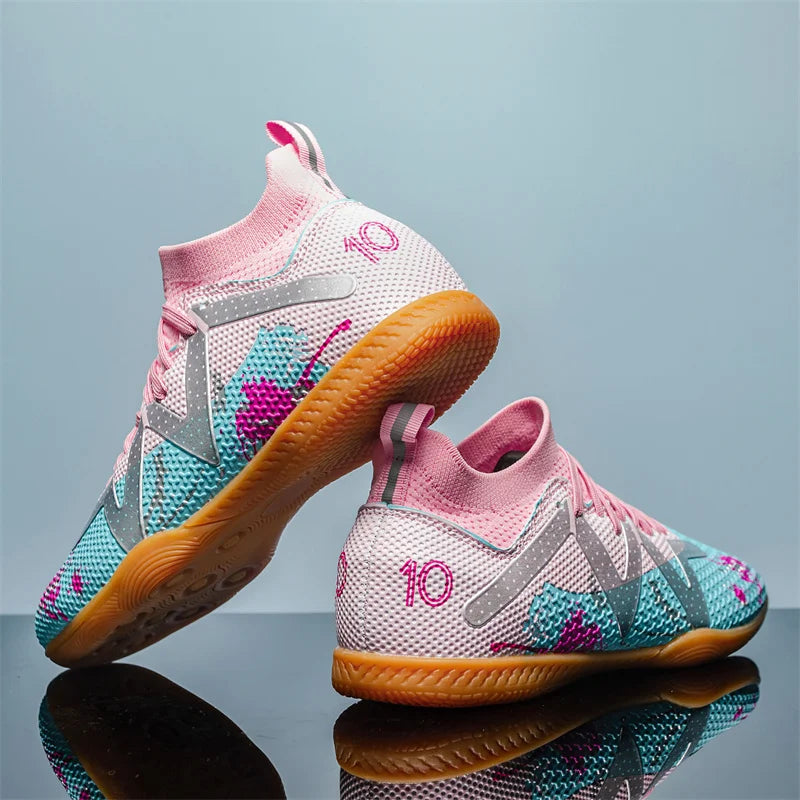 Fashion Pink Football Boots Man Turf Training Society Soccer Cleats Men Women Futsal Shoes Non-Slip Durable Soccer Shoes For Men