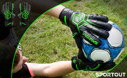 Sportout Goalie Gloves, Goalkeeper Gloves with Fingersave, Soccer Gloves, Breathable Soccer Goalie Gloves, 4mm Latex, for Kids