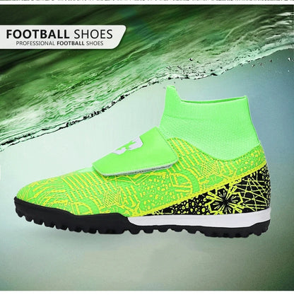 High Quality Turf Soccer Shoes Boys Girls High Top HOOK&LOOP Kids Futsal Sneakers Fashion Green TF Football Boots For Children
