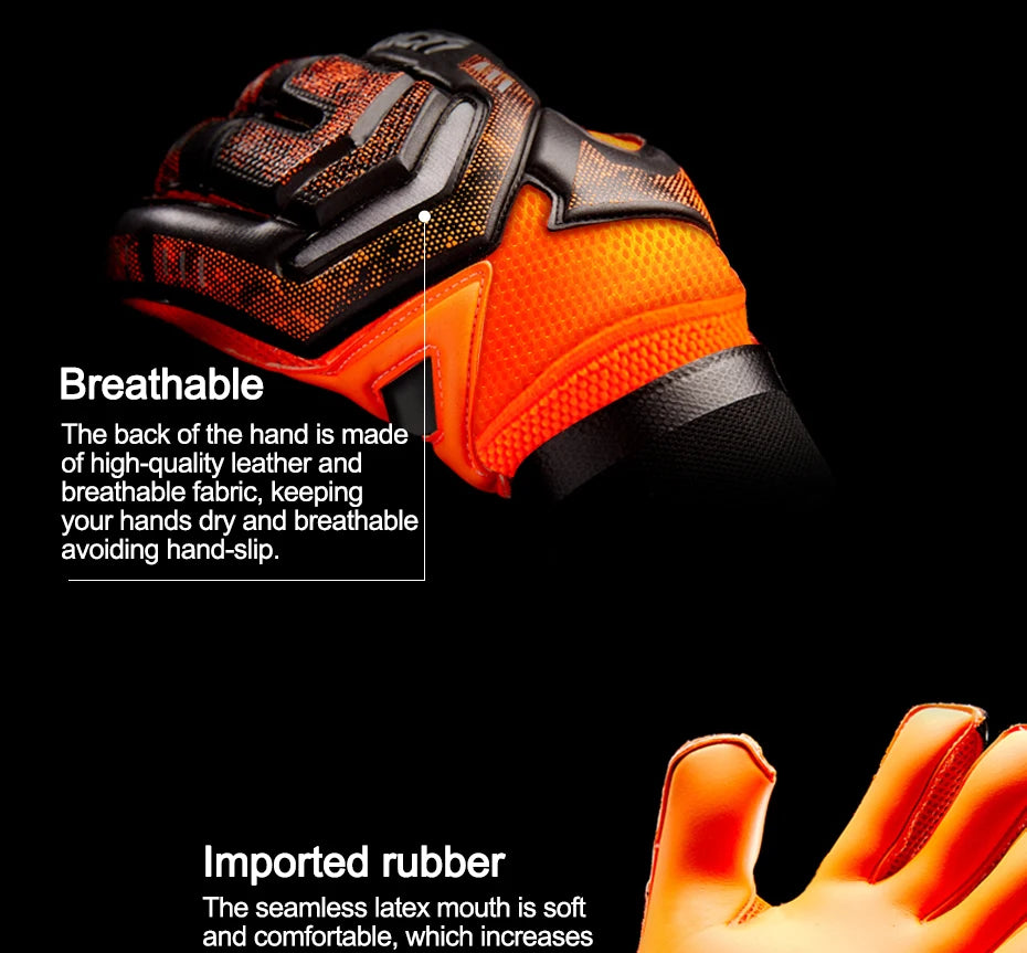 Professional Goalkeeper Gloves Men Women Kids Football Soccer Goalie Gloves 4mm Non-slip Thicken Latex Glove 5 Finger Save Guard