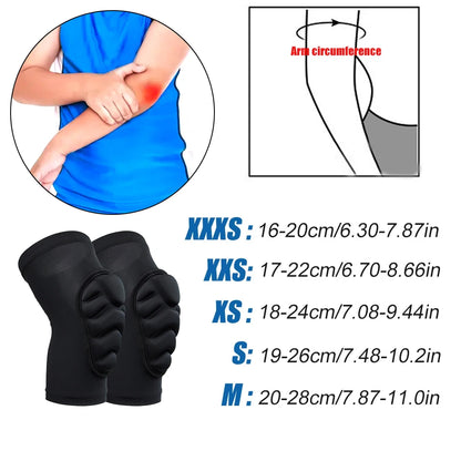 1Pair Thick Sponge Knee & Elbow Pads for Kids/Youth - Heavy-Duty Protective Gear for Basketball - Non-Slip Breathable Design