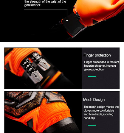 Professional Goalkeeper Gloves Men Women Kids Football Soccer Goalie Gloves 4mm Non-slip Thicken Latex Glove 5 Finger Save Guard