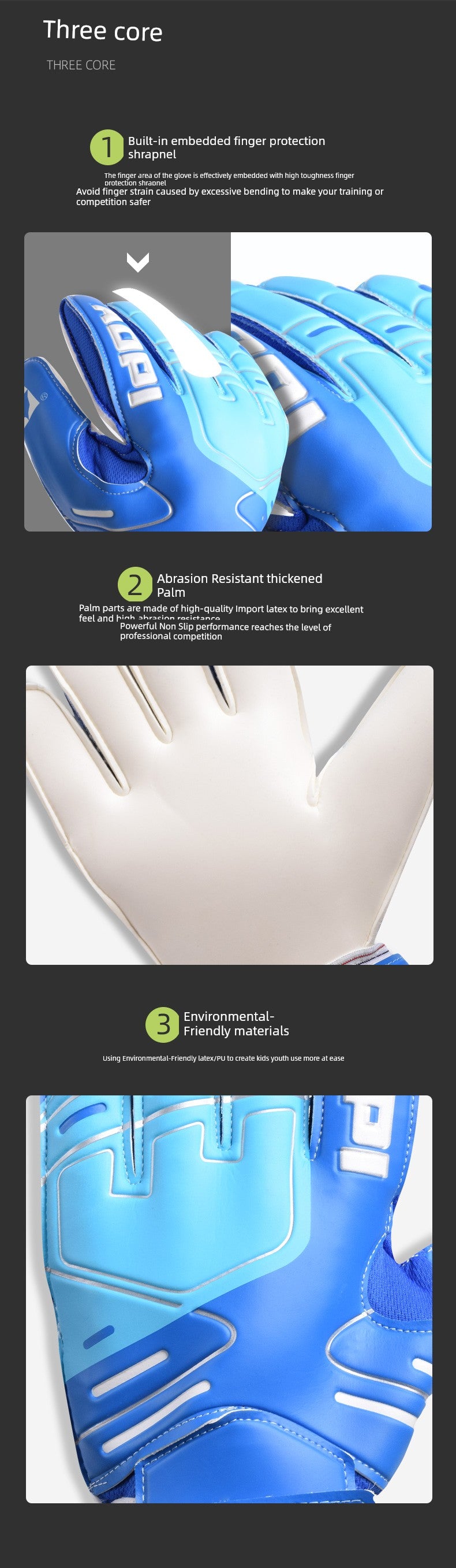 Football Goalkeeper Gloves Goalkeeper Adult and Children Professional Finger Guard Thickened Latex Non Slip Abrasion Resistant Gantry Gloves