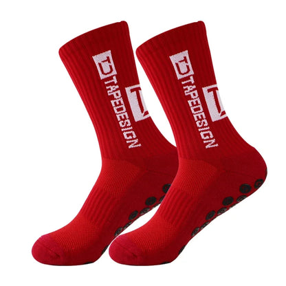 6Pairs/Lot New ANTI SLIP Tapedesign Football Socks Mid Calf Non-Slip Soccer Sport Cycling Sports Mens Sock EU38-44