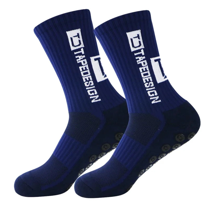 6Pairs/Lot New ANTI SLIP Tapedesign Football Socks Mid Calf Non-Slip Soccer Sport Cycling Sports Mens Sock EU38-44