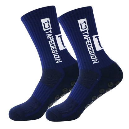 6Pairs/Lot New ANTI SLIP Tapedesign Football Socks Mid Calf Non-Slip Soccer Sport Cycling Sports Mens Sock EU38-44