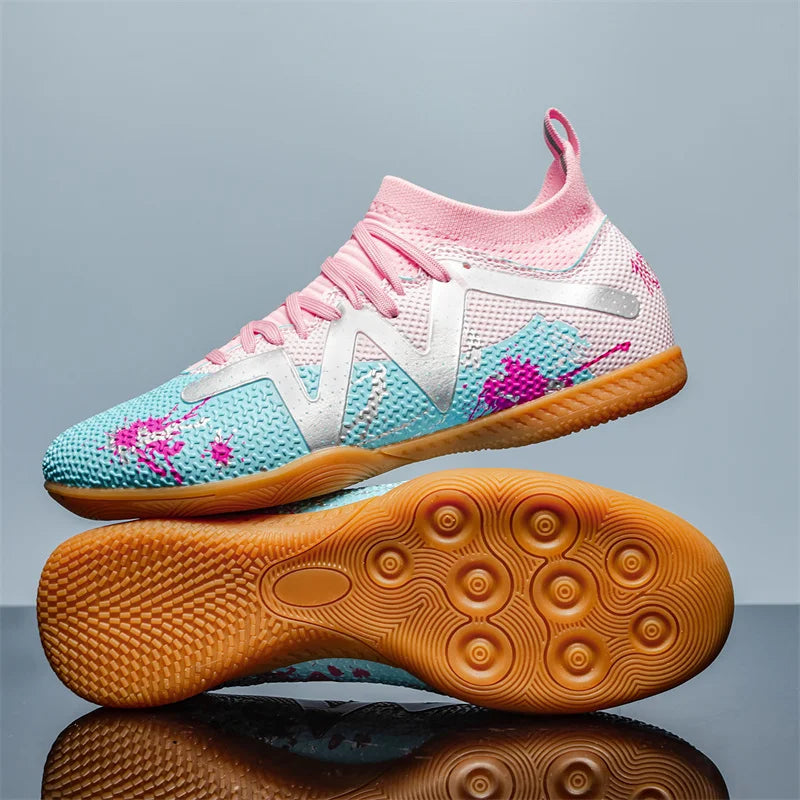 Fashion Pink Football Boots Man Turf Training Society Soccer Cleats Men Women Futsal Shoes Non-Slip Durable Soccer Shoes For Men