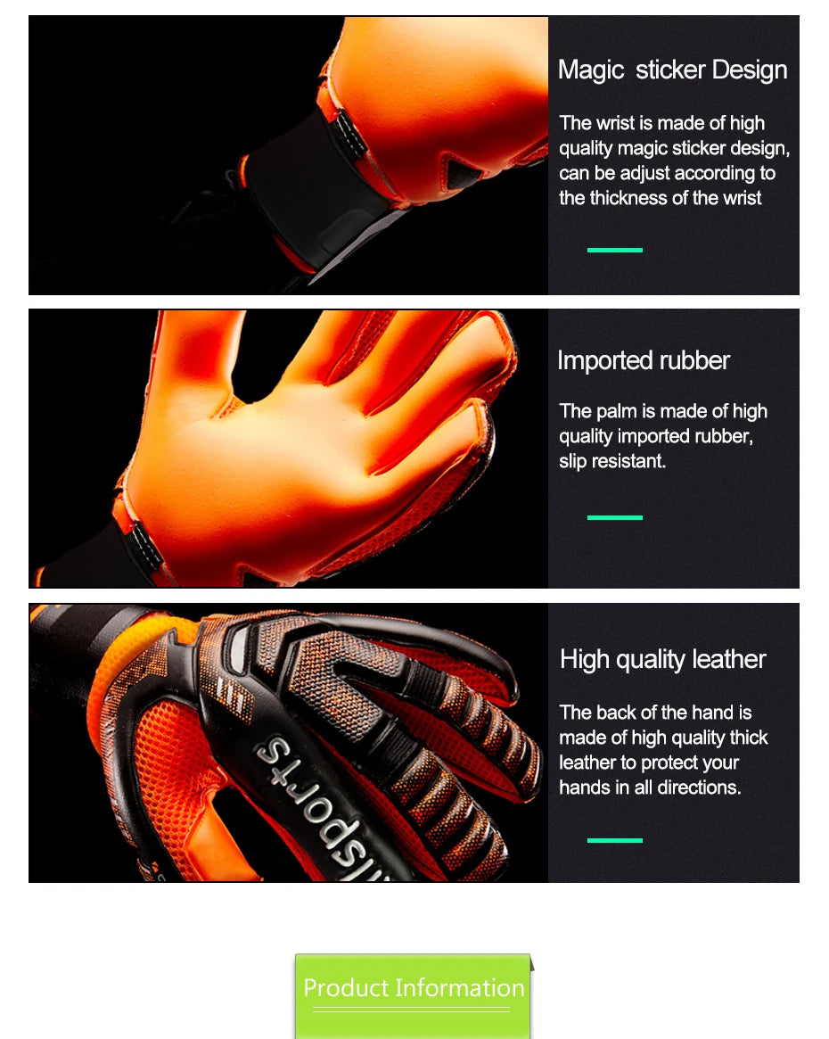 Professional Goalkeeper Gloves Men Women Kids Football Soccer Goalie Gloves 4mm Non-slip Thicken Latex Glove 5 Finger Save Guard