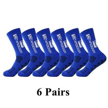 6Pairs/Lot New ANTI SLIP Tapedesign Football Socks Mid Calf Non-Slip Soccer Sport Cycling Sports Mens Sock EU38-44