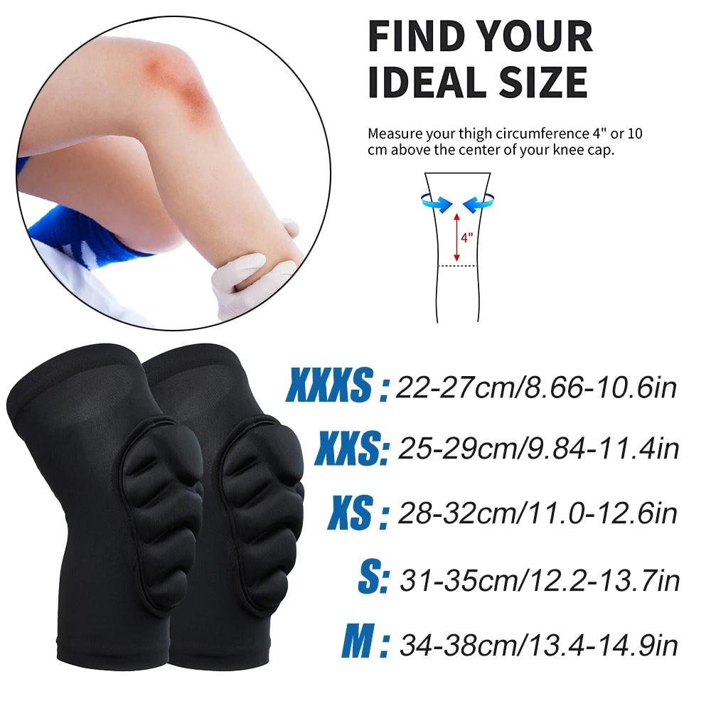 1Pair Thick Sponge Knee & Elbow Pads for Kids/Youth - Heavy-Duty Protective Gear for Basketball - Non-Slip Breathable Design