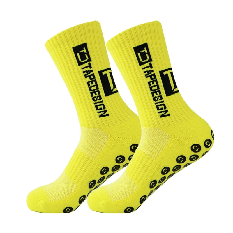 6Pairs/Lot New ANTI SLIP Tapedesign Football Socks Mid Calf Non-Slip Soccer Sport Cycling Sports Mens Sock EU38-44