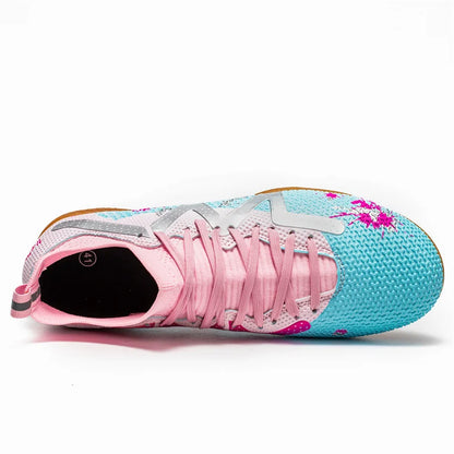 Fashion Pink Football Boots Man Turf Training Society Soccer Cleats Men Women Futsal Shoes Non-Slip Durable Soccer Shoes For Men