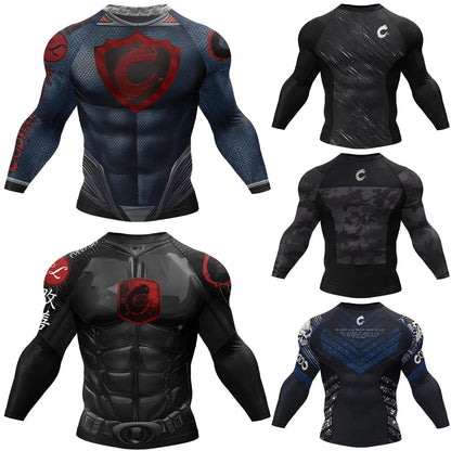 MMA Rash Guard T-shirt Rashguard For Men BJJ Jiu Jitsu & Kickboxing Compression Shirts Sport Boxing Fightwear for Muay Thai Tops
