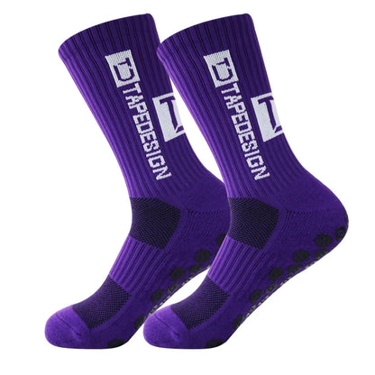 6Pairs/Lot New ANTI SLIP Tapedesign Football Socks Mid Calf Non-Slip Soccer Sport Cycling Sports Mens Sock EU38-44