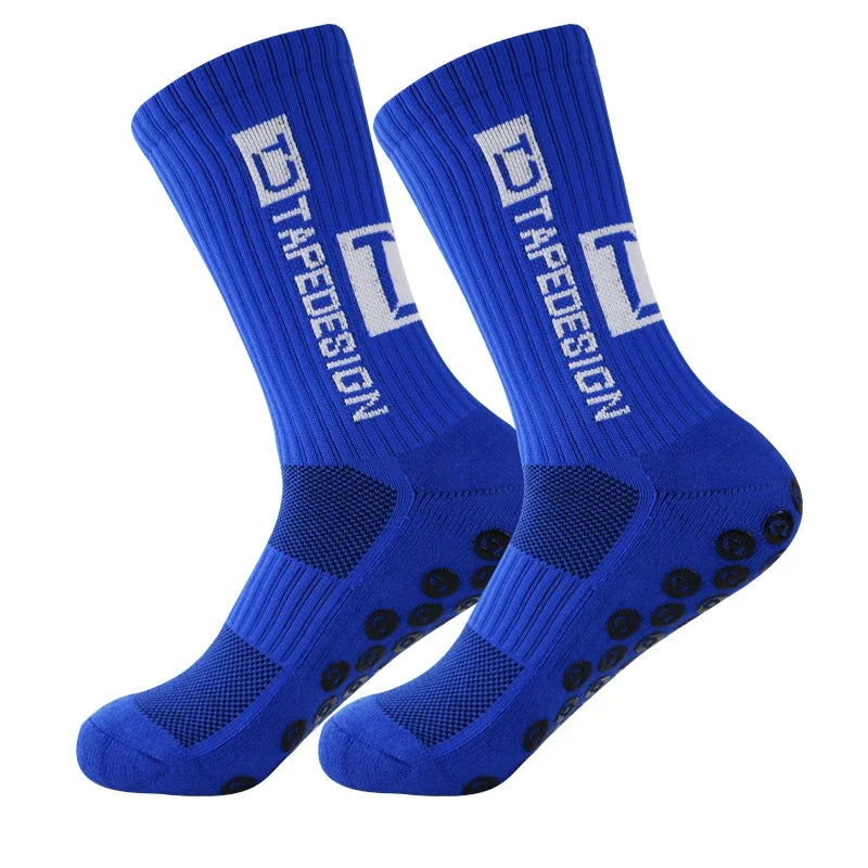 6Pairs/Lot New ANTI SLIP Tapedesign Football Socks Mid Calf Non-Slip Soccer Sport Cycling Sports Mens Sock EU38-44