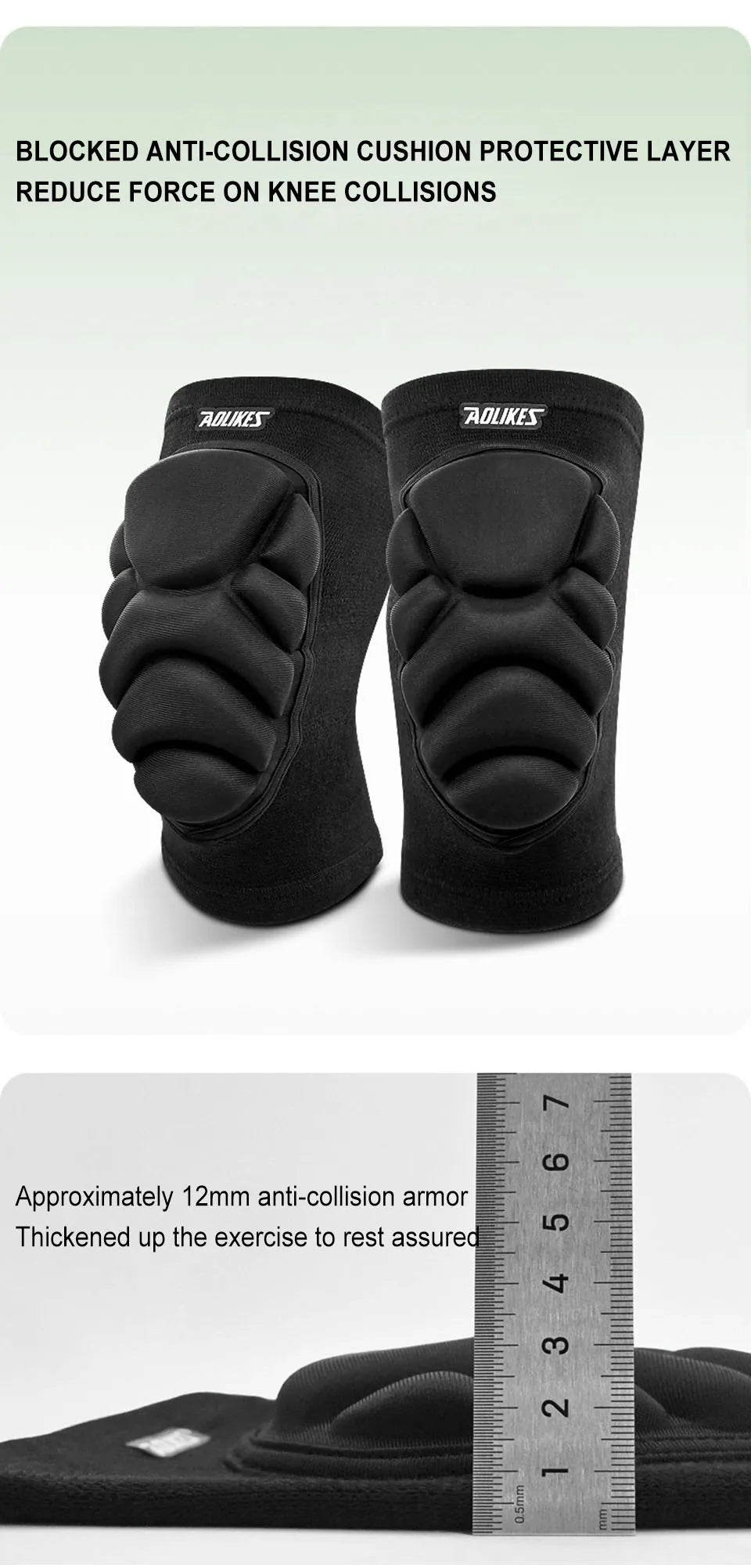 AOLIKES 1 Pair Knee Pads, Anti-Slip Collision Avoidance Kneepads with Thick EVA Foam, for Volleyball, Football Dance Knee Sleeve