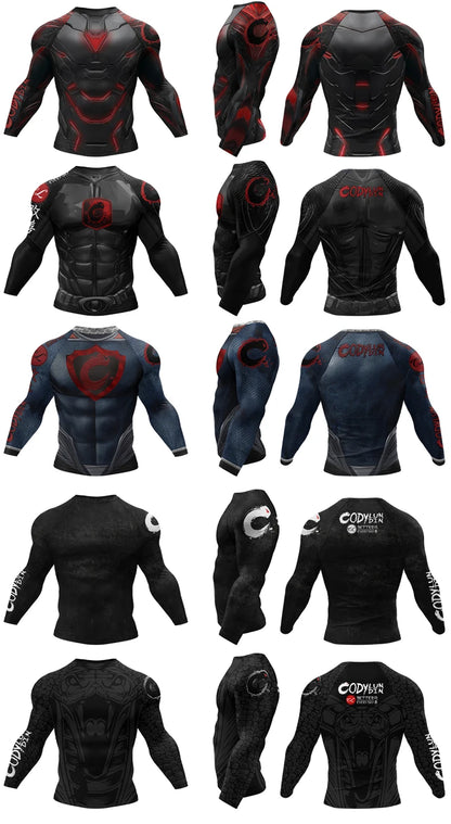 MMA Rash Guard T-shirt Rashguard For Men BJJ Jiu Jitsu & Kickboxing Compression Shirts Sport Boxing Fightwear for Muay Thai Tops
