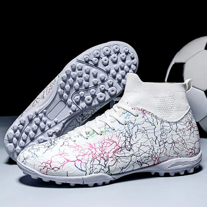 Professional High Top Soccer Shoes for Men, Tf, Broken Nails, Short Nails, Artificial Grass Training, Breathable, Anti Slip
