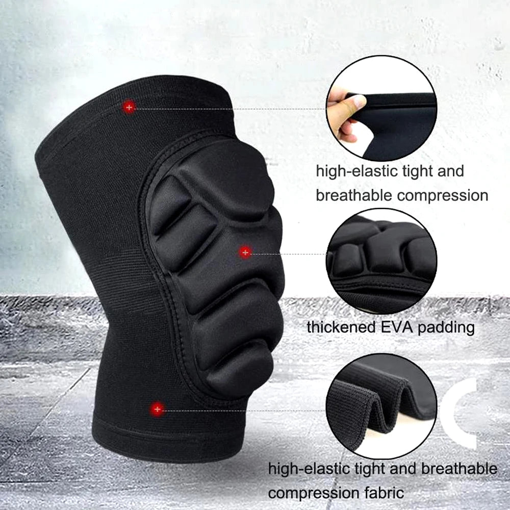 1Pair Thick Sponge Knee & Elbow Pads for Kids/Youth - Heavy-Duty Protective Gear for Basketball - Non-Slip Breathable Design