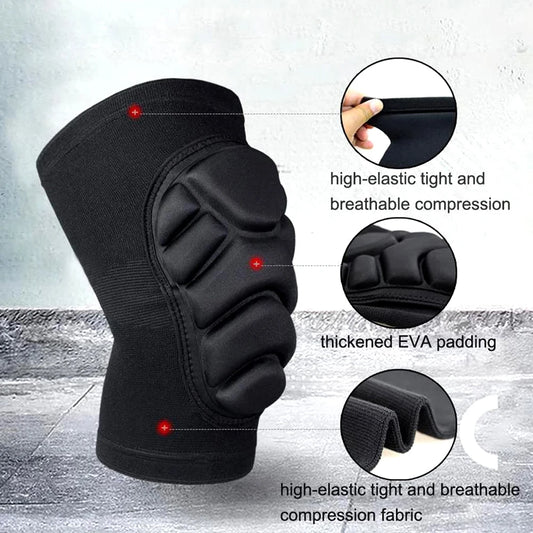 1Pair Thick Sponge Knee & Elbow Pads for Kids/Youth - Heavy-Duty Protective Gear for Basketball - Non-Slip Breathable Design