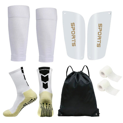5PCS Set Drawstring Ball bag Football Sock Men Women Leg Guards Shin Pad for Sports Training Leg Cover Grip Soccer Socks Bandage