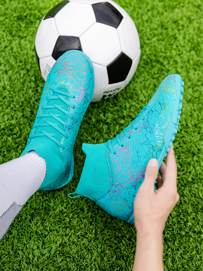 Professional High Top Soccer Shoes for Men, Tf, Broken Nails, Short Nails, Artificial Grass Training, Breathable, Anti Slip
