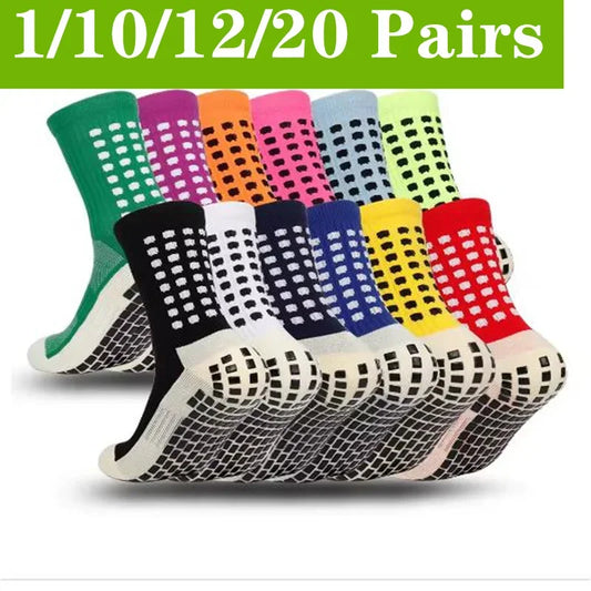 Grip Soccer Socks Anti Slip Non Slip Men's Athletic Socks for Football Basketball Sports, 1/10/12/20 Pair 2025