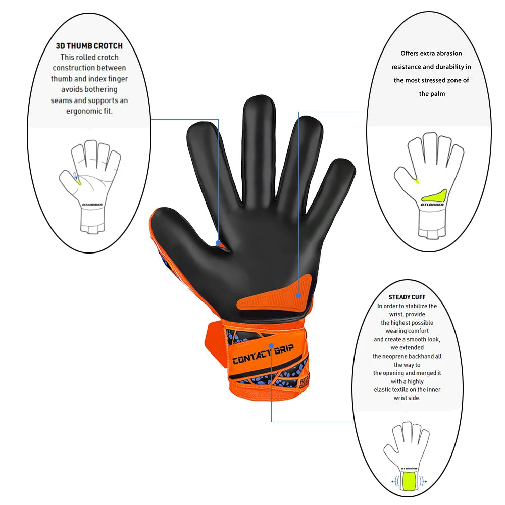 Goalkeeper Gloves Kids Adults Anti-Slip Latex Football High Quality Soccer Strong Grip Match Training Wrist Strap Goalie Glove