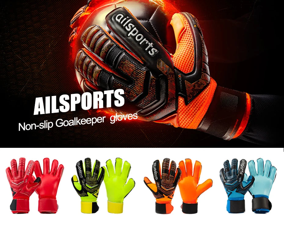 Professional Goalkeeper Gloves Men Women Kids Football Soccer Goalie Gloves 4mm Non-slip Thicken Latex Glove 5 Finger Save Guard
