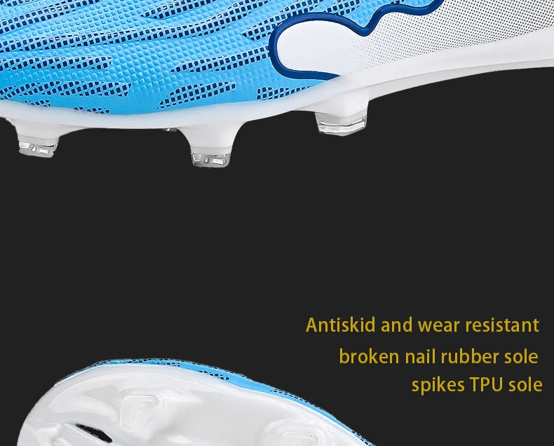 Mens Soccer Cleats Outdoor Lightweight High-Top Training Boots, Professional Athletic Long Spikes and TF Ground Football Shoes