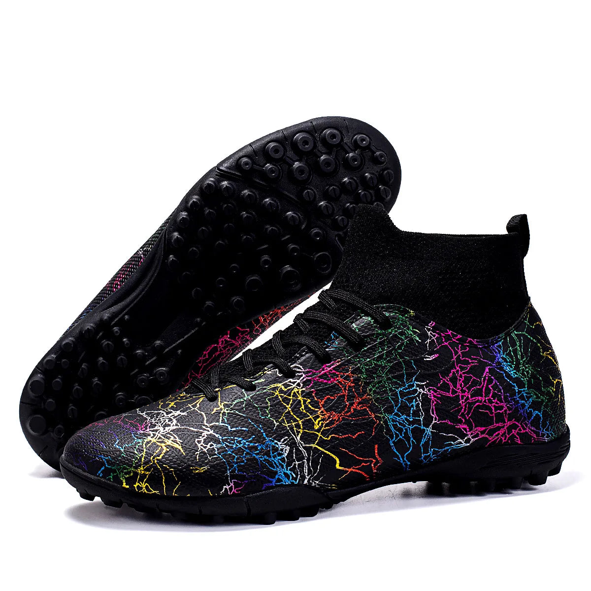 Professional High Top Soccer Shoes for Men, Tf, Broken Nails, Short Nails, Artificial Grass Training, Breathable, Anti Slip